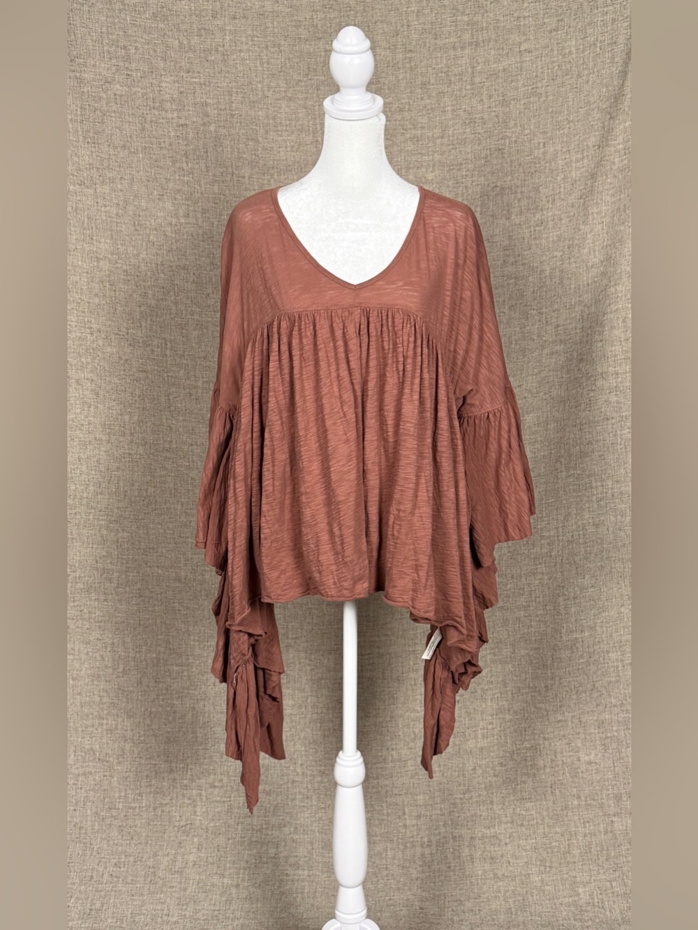FP Beach by Free People Easy Does It Ruffle Batwing Poncho Cropped Flowy Top - Picture 4 of 10